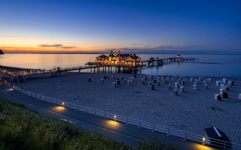 Evening view of beautiful Rugen-island with a illuminated beach.